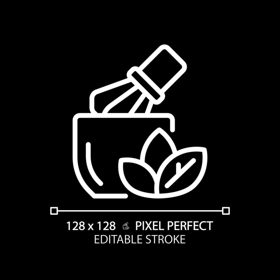 2D pixel perfect editable white herbal icon, isolated vector, thin line illustration representing allergen free. vector