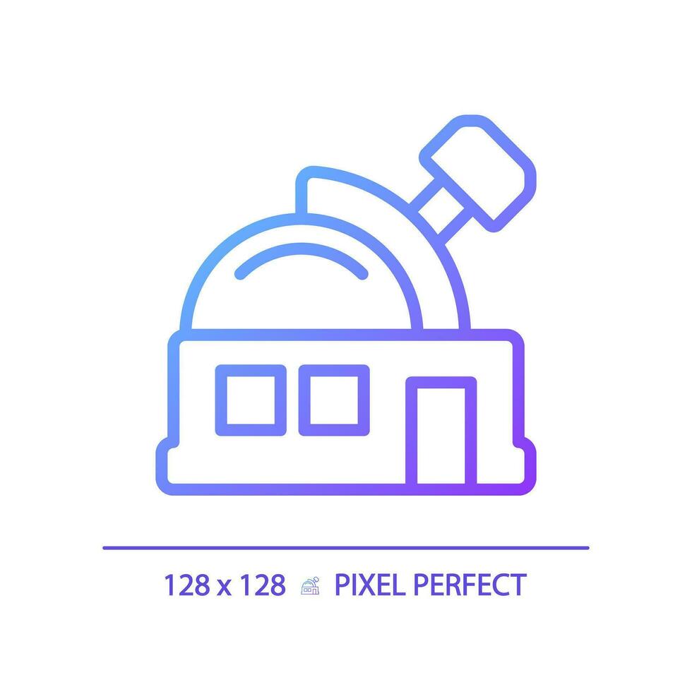 Observatory pixel perfect gradient linear vector icon. Research facility. Space exploration. Astronomy education. Thin line color symbol. Modern style pictogram. Vector isolated outline drawing