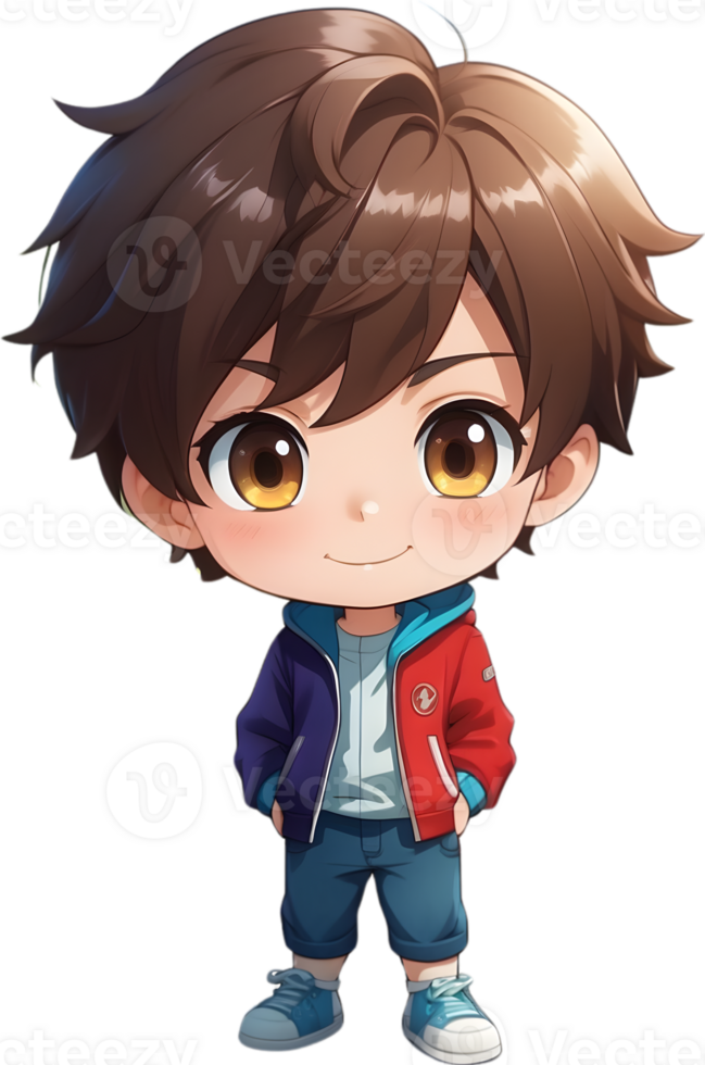 Adorable cartoon boy, sweet kid character, cute child avatar ai generative png