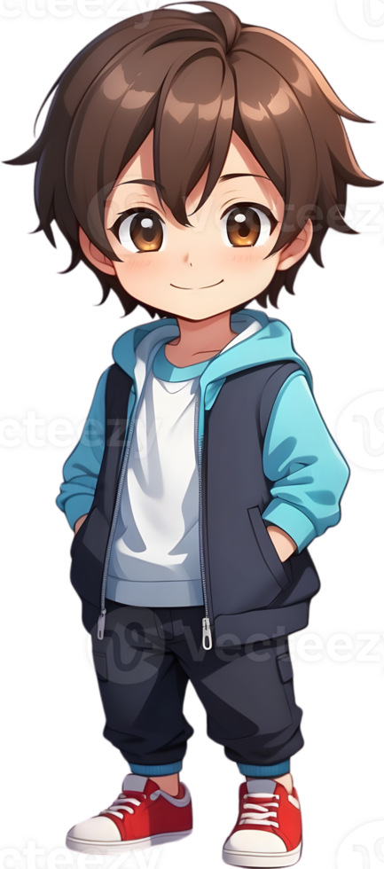 Adorable cartoon boy, sweet kid character, cute child avatar ai generative png