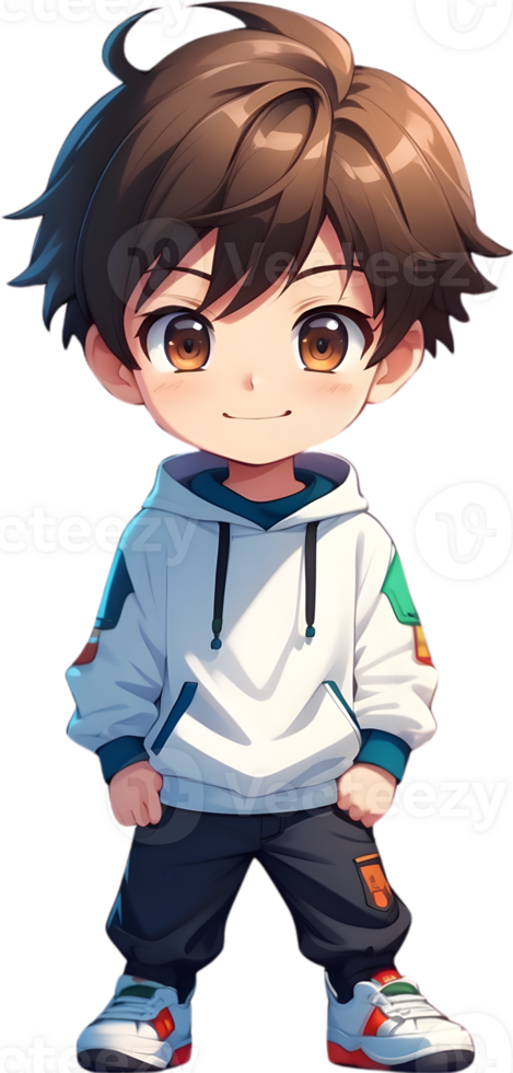 Adorable cartoon boy, sweet kid character, cute child avatar ai generative png