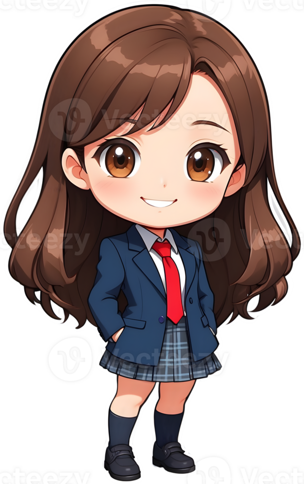 Adorable cartoon girl, sweet kid character, cute child avatar, lovable young girl ai generative png