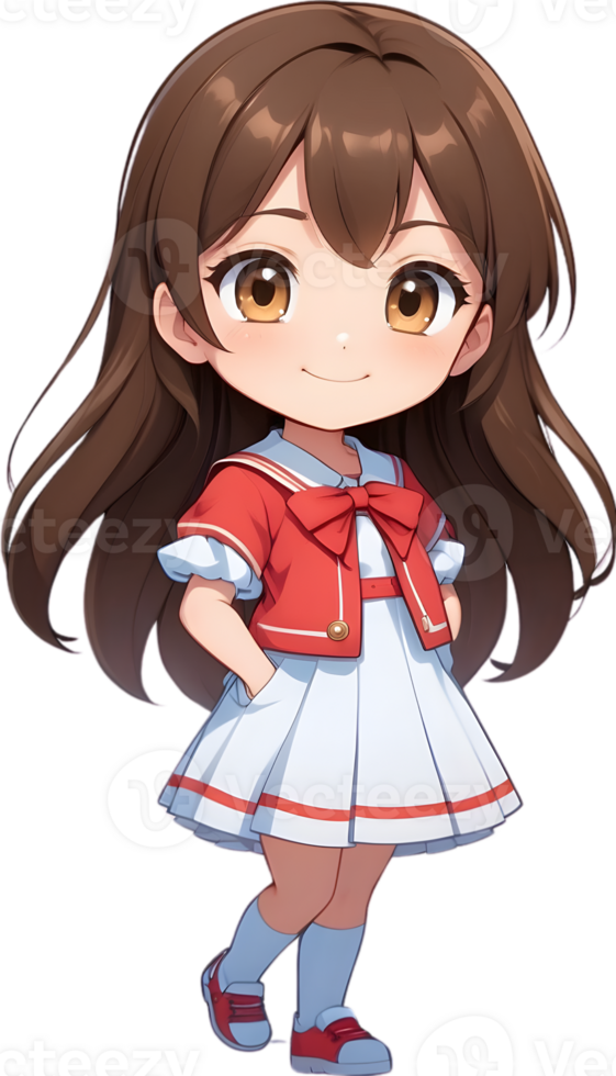 Adorable cartoon girl, sweet kid character, cute child avatar, lovable young girl ai generative png