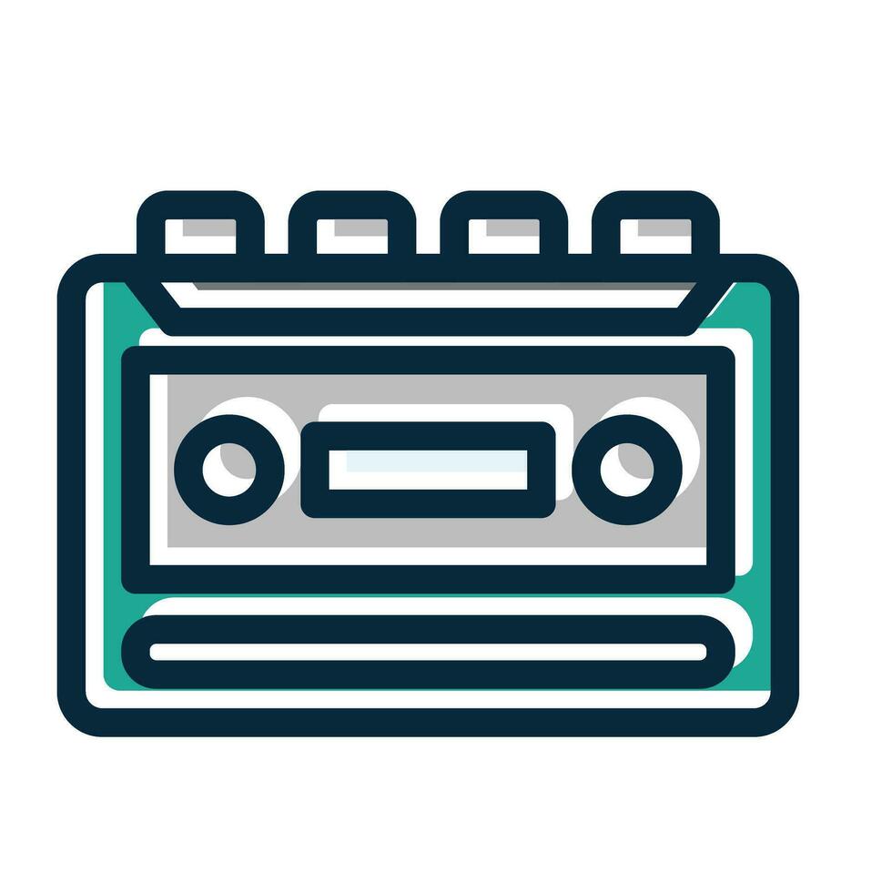 Cassette Recorder Vector Thick Line Filled Dark Colors Icons For Personal And Commercial Use.