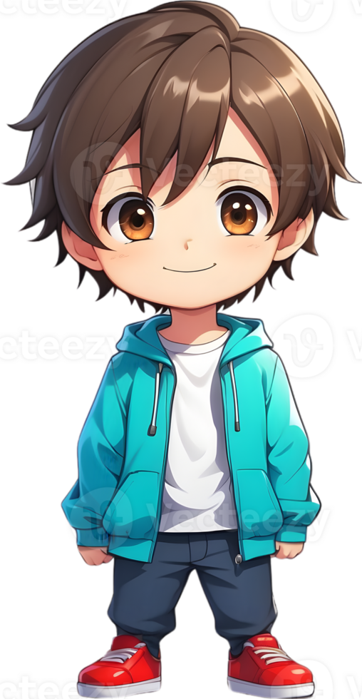 adorable dessin animé garçon, sucré enfant personnage, mignonne enfant avatar ai génératif png