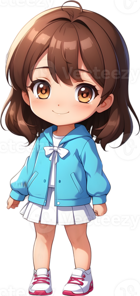 Adorable cartoon girl, sweet kid character, cute child avatar, lovable young girl ai generative png