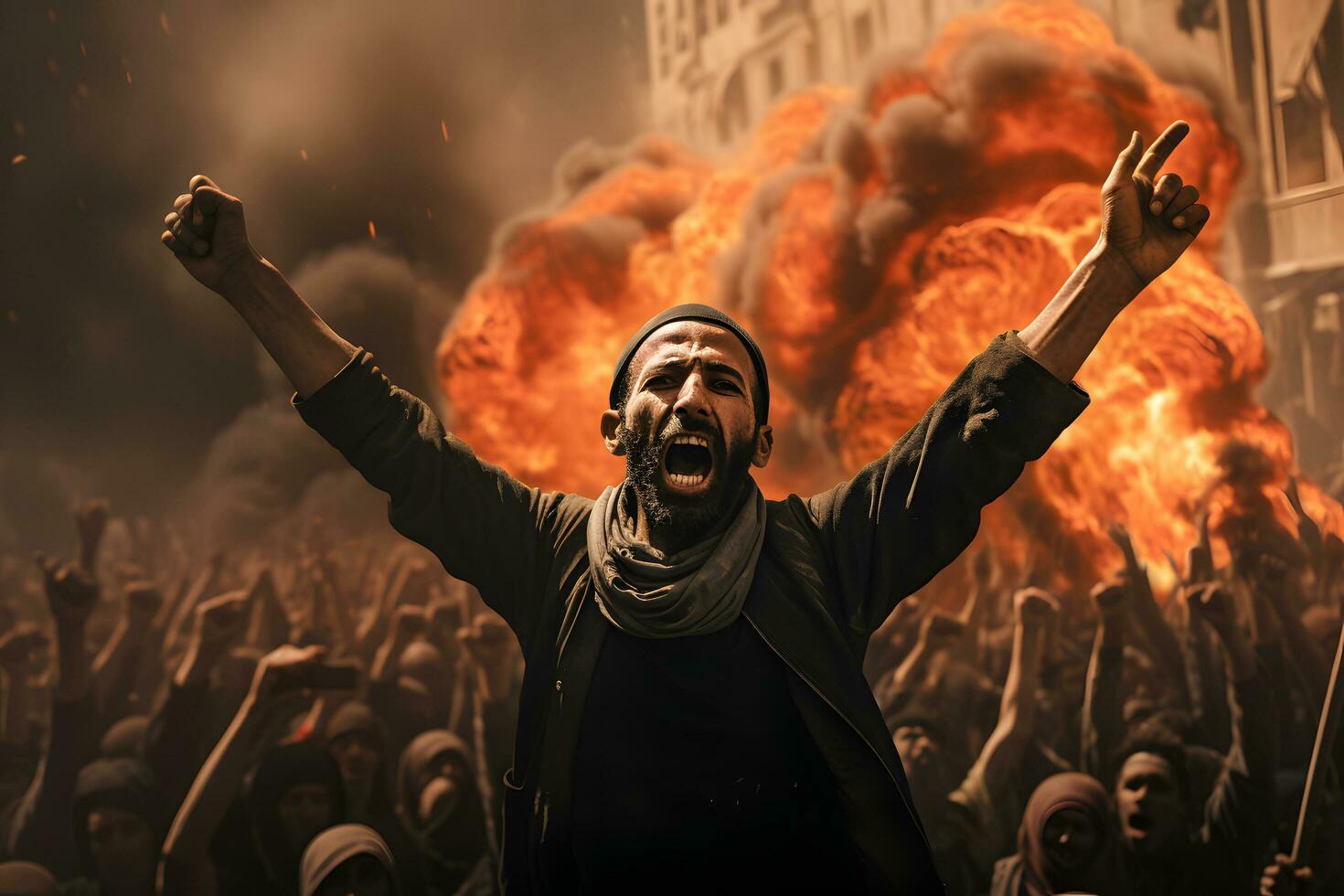 Chaotic actions during demonstrations for the freedom AI Generated photo