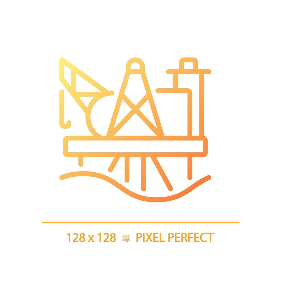 Oil platform gradient linear vector icon. Pump jack. Offshore drilling rig. Deep sea mining. Gas and oil industry. Thin line color symbol. Modern style pictogram. Vector isolated outline drawing