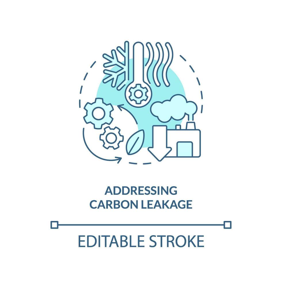 Editable addressing carbon leakage linear concept, isolated vector, blue thin line icon representing carbon border adjustment. vector