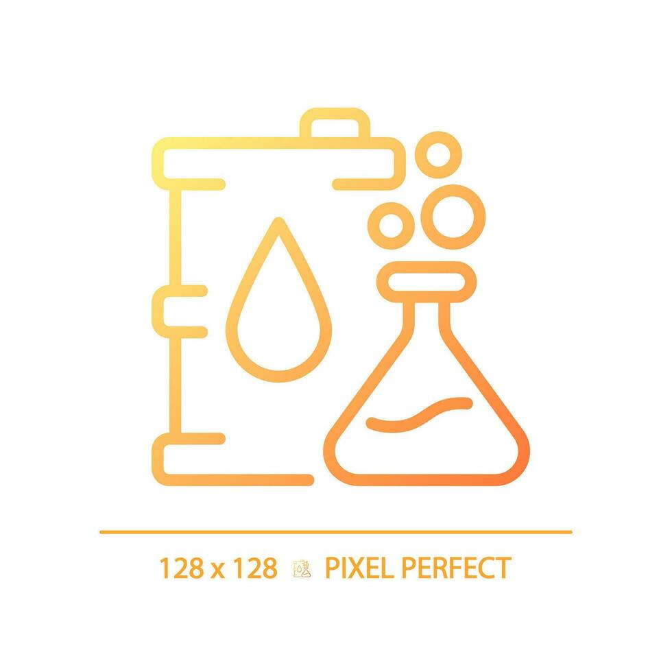 Crude oil chemical analysis gradient linear vector icon. Laboratory test. Quality control. Chemical composition. Thin line color symbol. Modern style pictogram. Vector isolated outline drawing