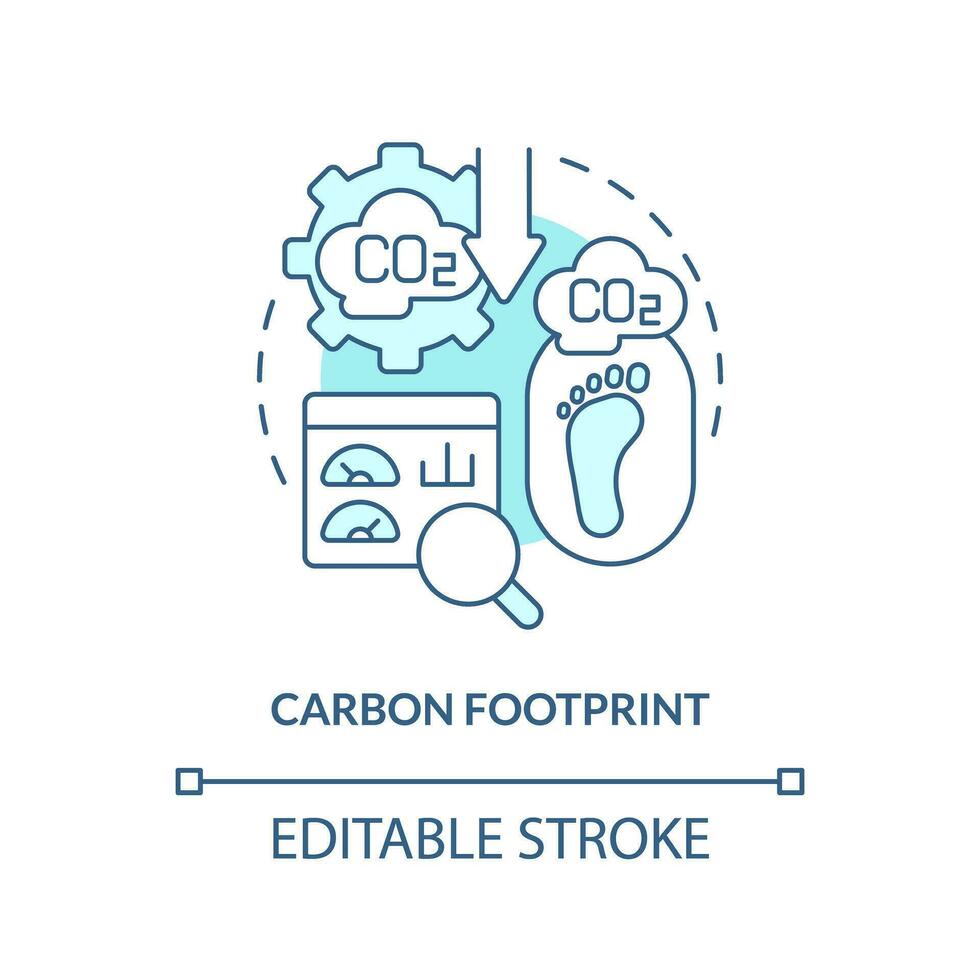 Editable carbon footprint linear concept, isolated vector, blue thin line icon representing carbon border adjustment. vector