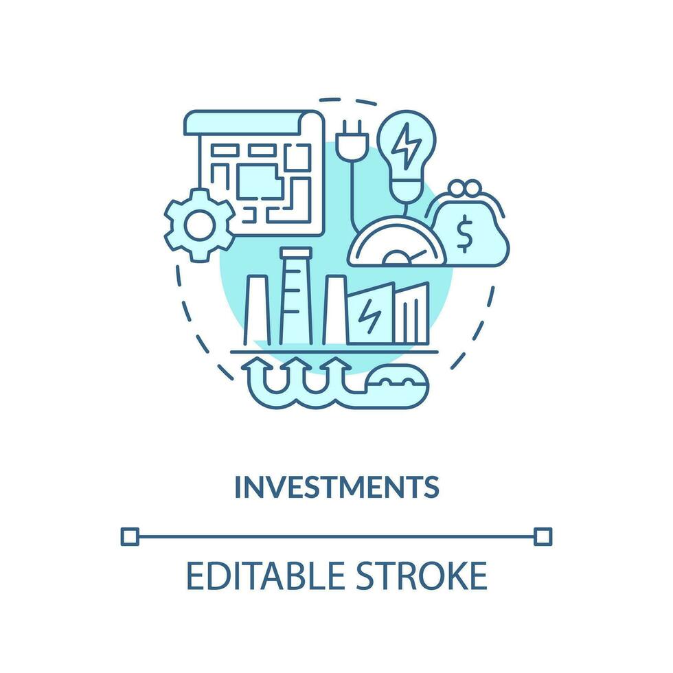 Editable investments linear concept, isolated vector, blue thin line icon representing carbon border adjustment. vector