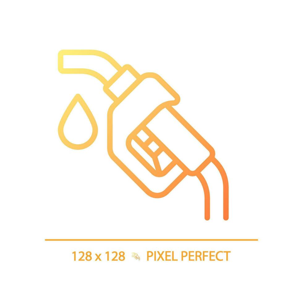 Fuel nozzle gradient linear vector icon. Gas station. Gasoline pump. Fuel dispenser. Engine running. Refueling car. Thin line color symbol. Modern style pictogram. Vector isolated outline drawing