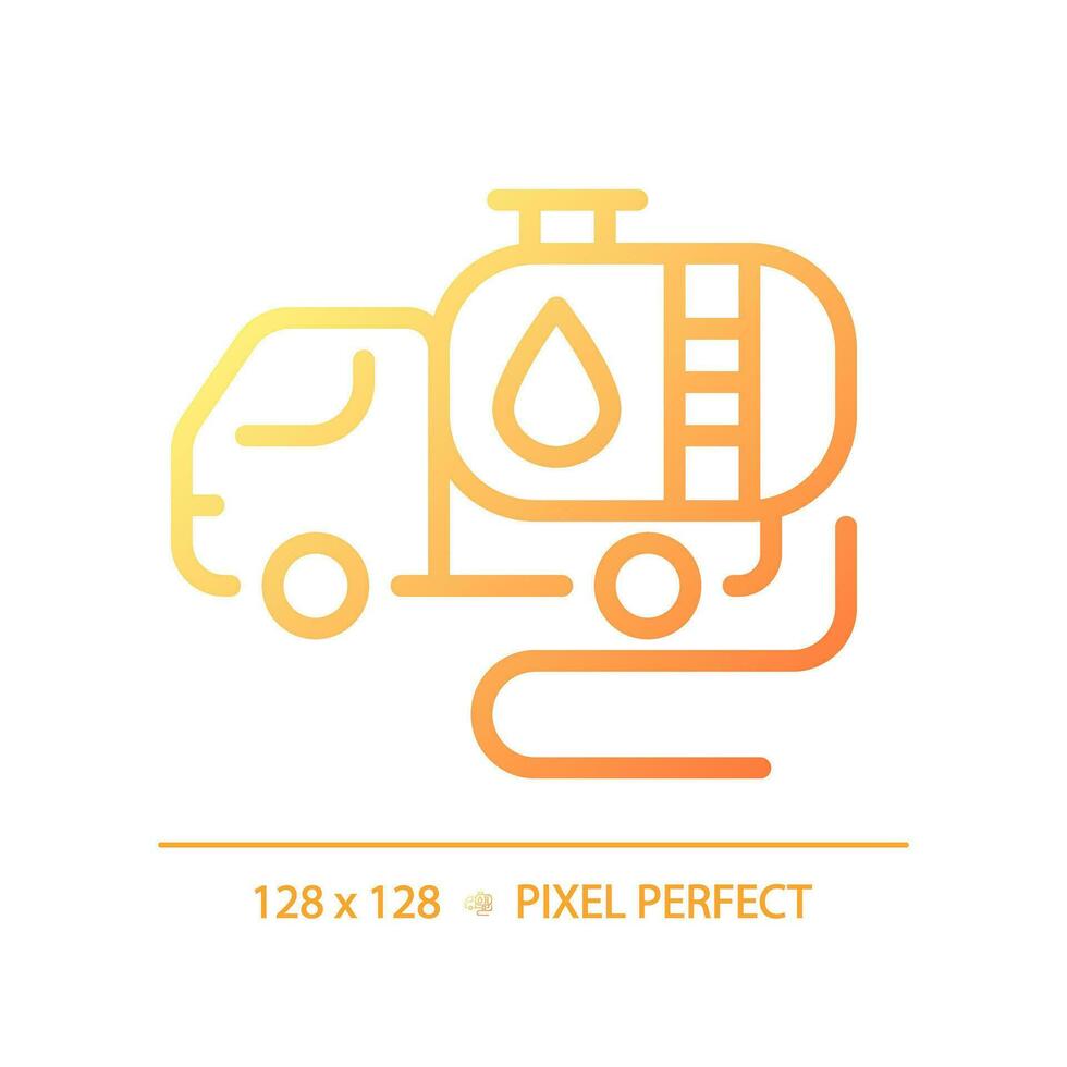 Tank truck gradient linear vector icon. Fuel transportation. Motor vehicle. Petroleum industry. Gas truck. Bulk liquid. Thin line color symbol. Modern style pictogram. Vector isolated outline drawing