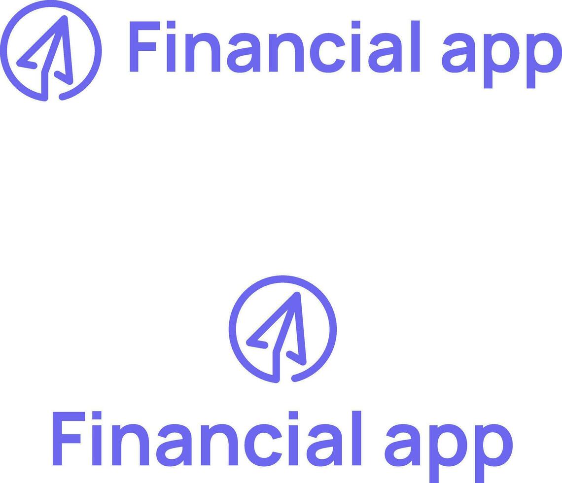 Financial app business logo with brand name. Paper plane icon. Blue creative design element and visual identity. Suitable for finance app, money management, investment app. vector