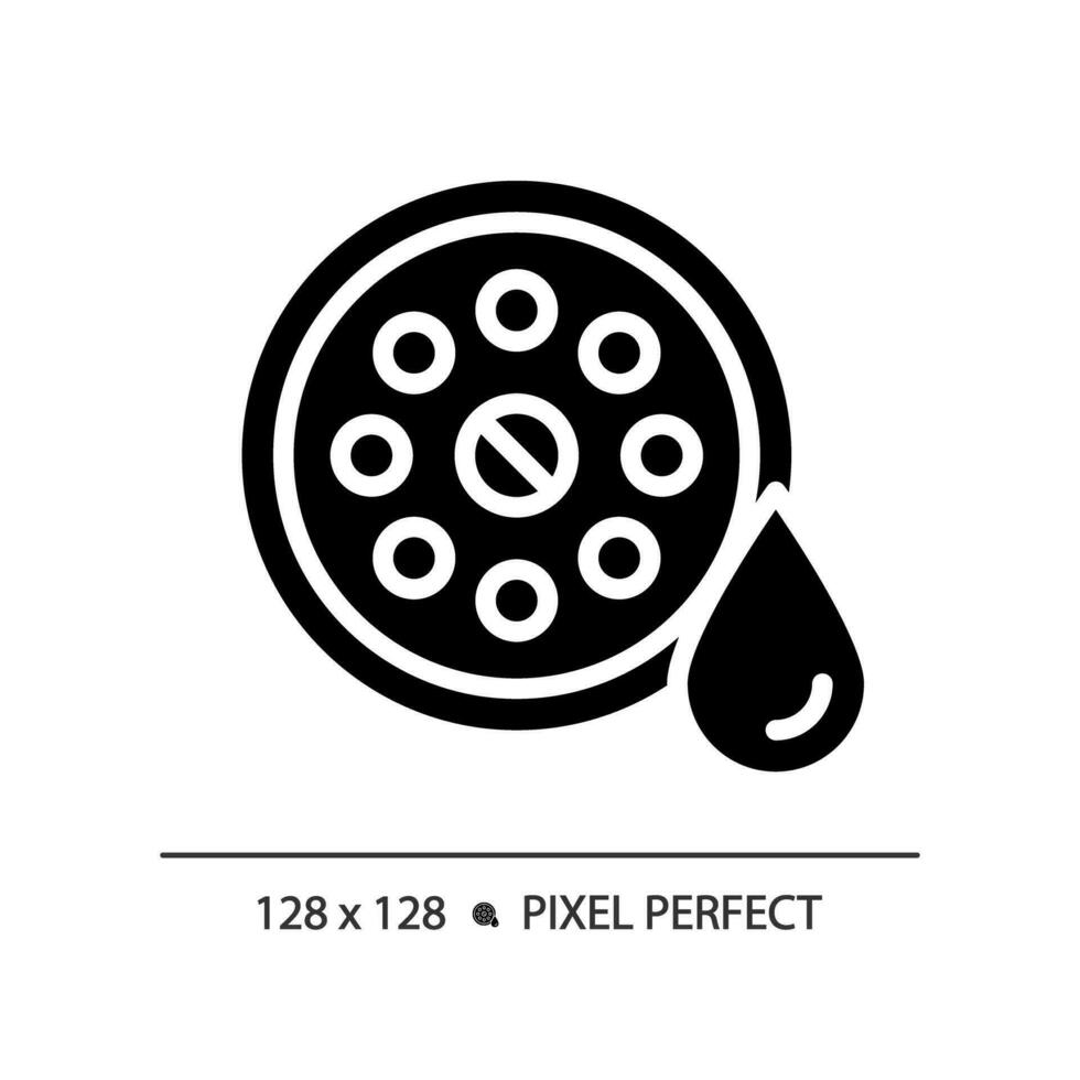 2D pixel perfect glyph style drain icon, isolated vector, simple silhouette illustration representing plumbing. vector