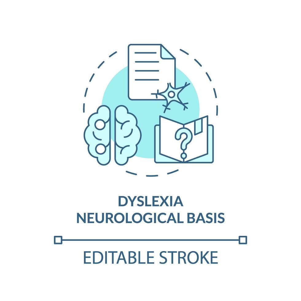 2D editable blue icon dyslexia neurological basis concept, simple isolated vector, dyslexia thin line illustration. vector