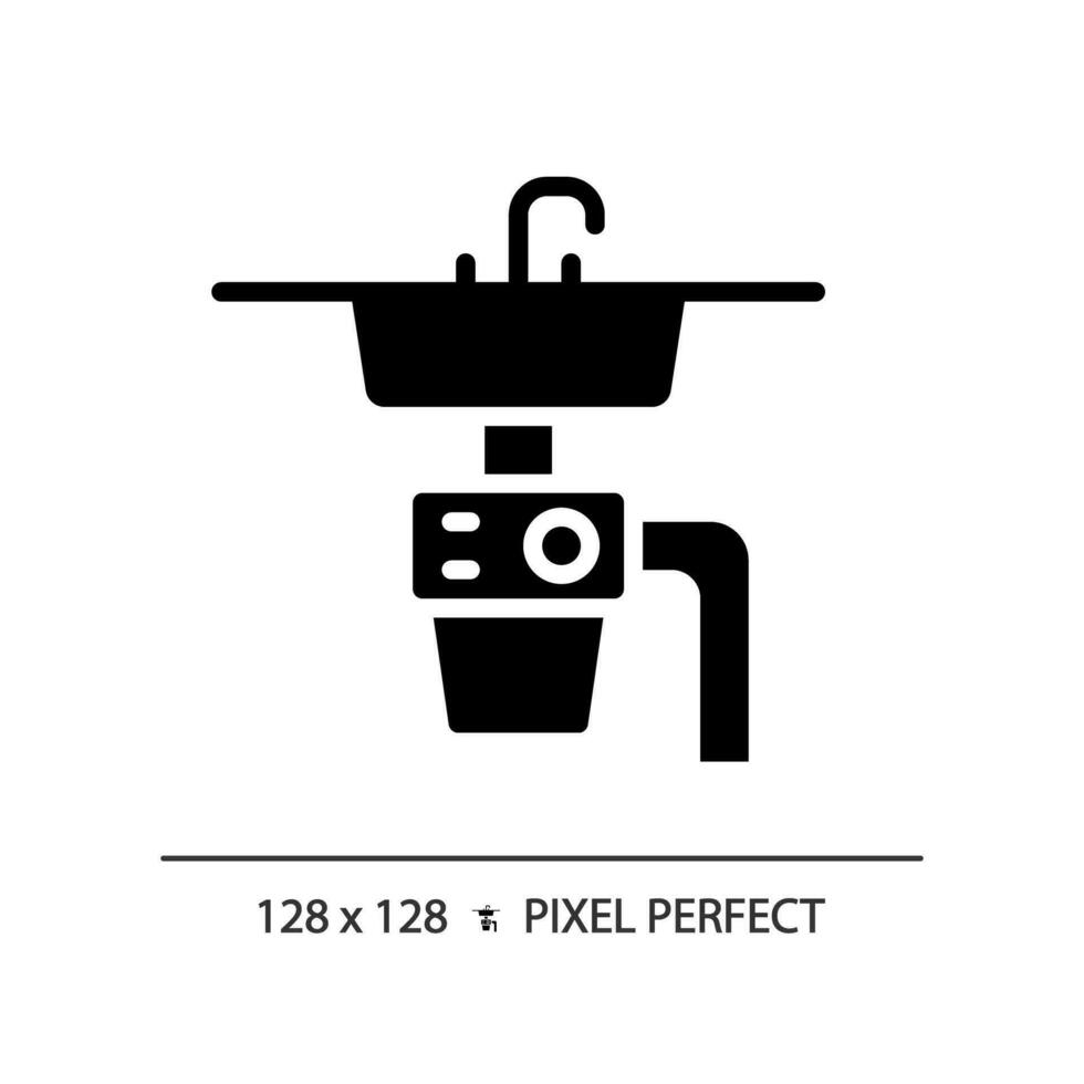 2D pixel perfect glyph style sink icon, isolated vector, simple silhouette illustration representing plumbing. vector