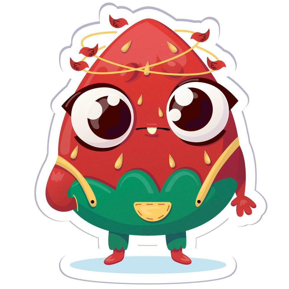 Vector illustration strawberry character sticker
