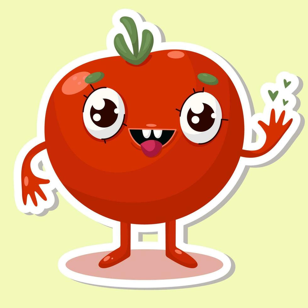 Vector illustration of tomato character stickers with cute expression, cool, funny, tomato isolated