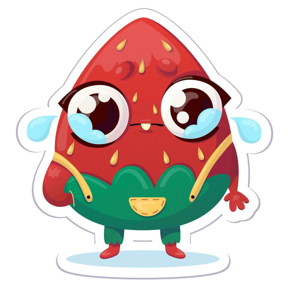Vector illustration strawberry character sticker