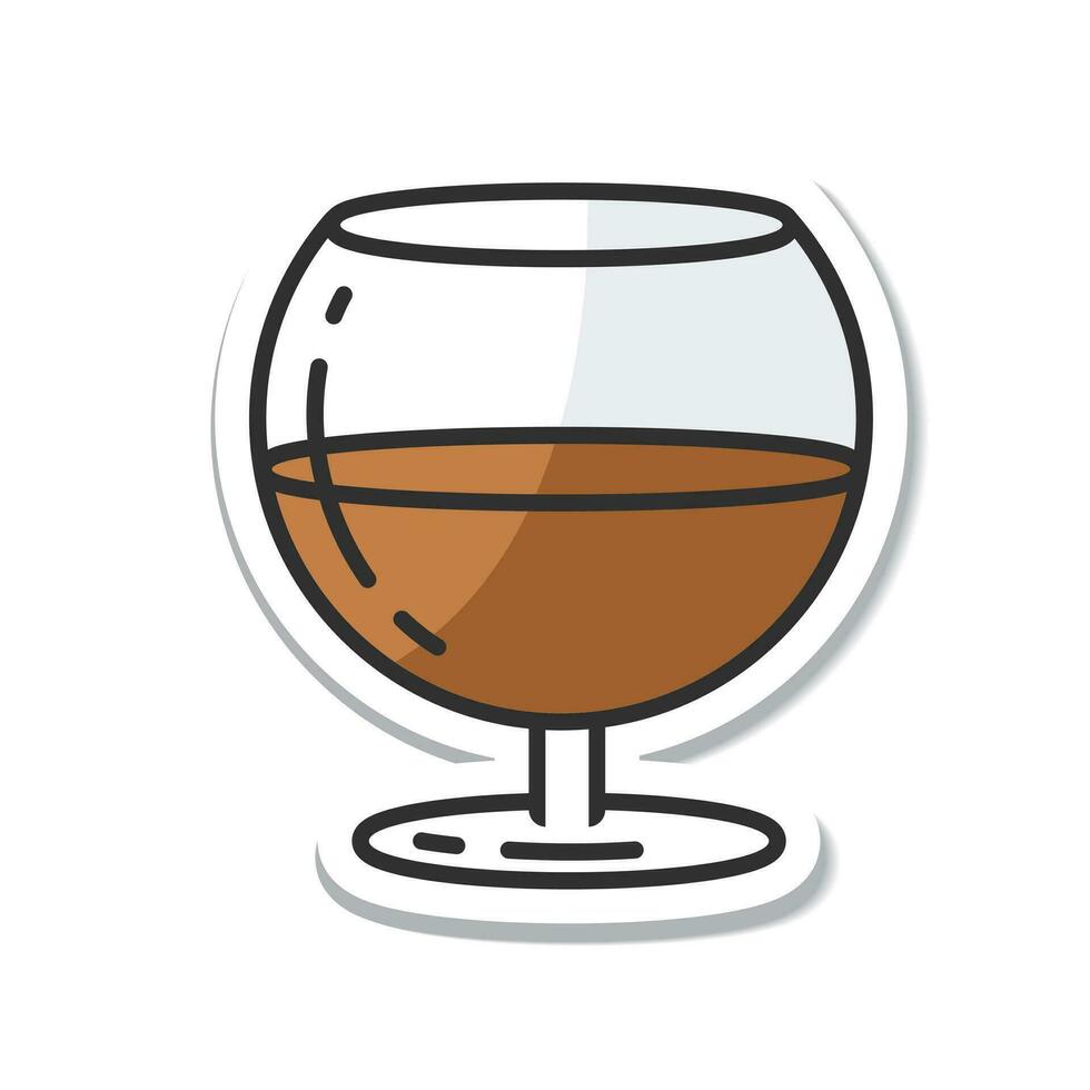 Sticker glass of cognac isolated vector