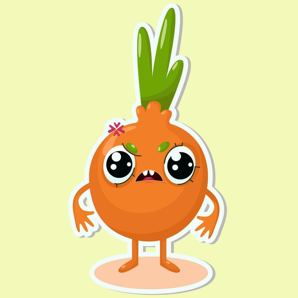 Vector illustration of onion character sticker