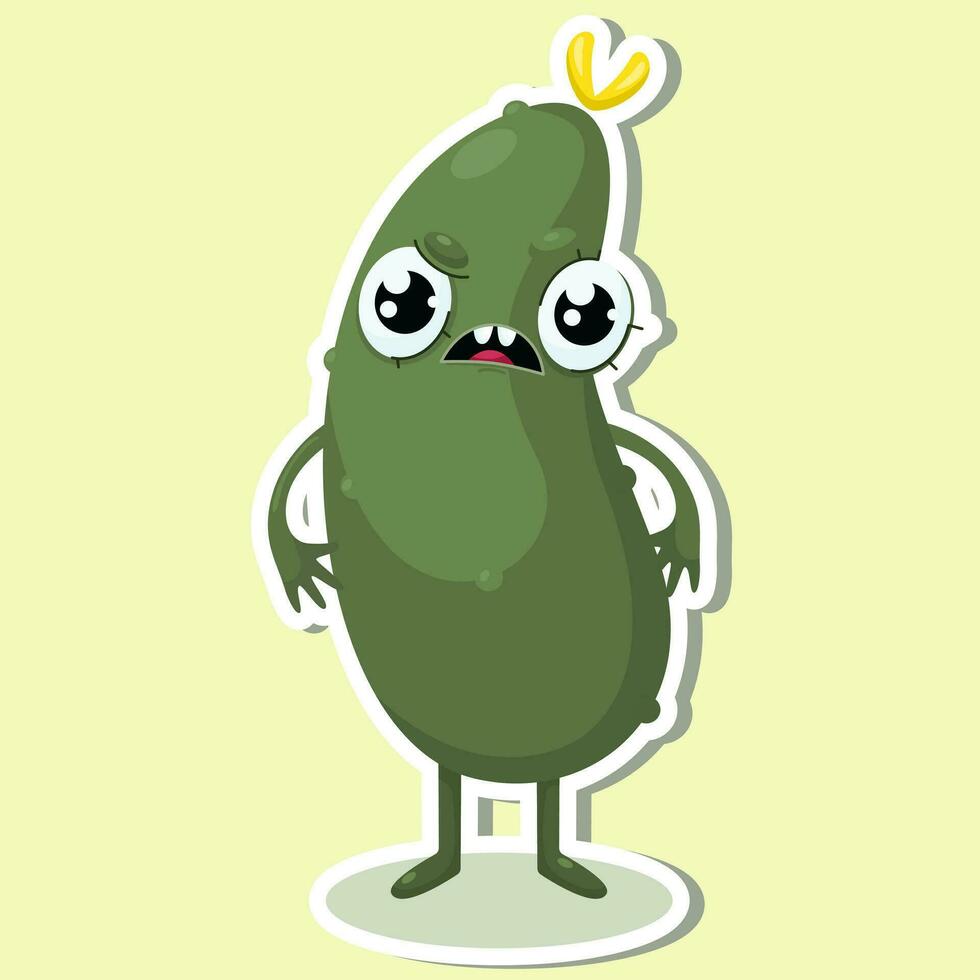 Vector illustration of cucumber character sticker