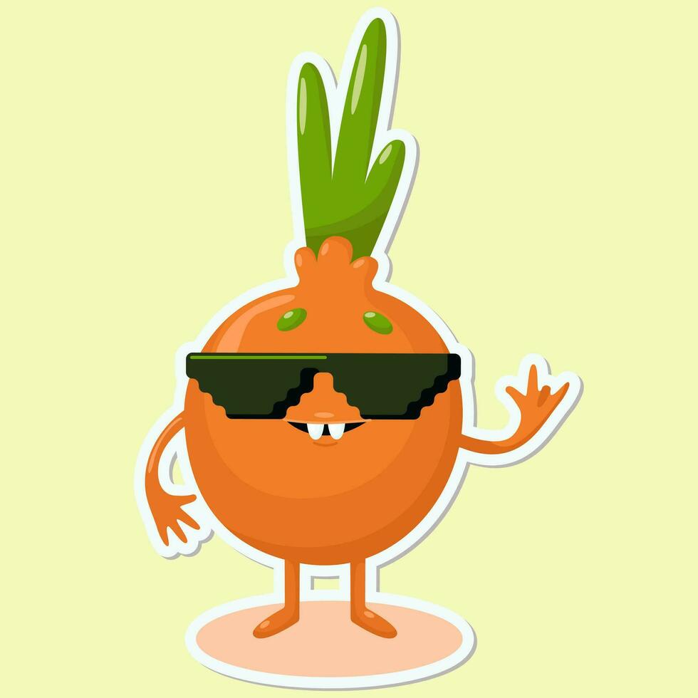 Vector illustration of onion character sticker