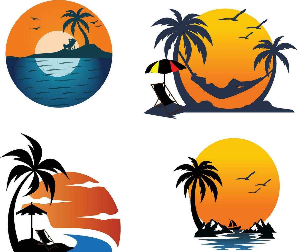 Vector beach logo template design