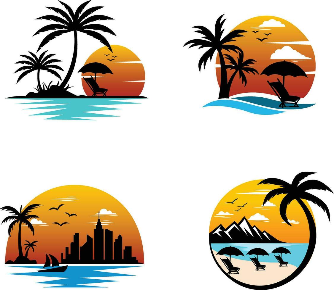 Vector beach logo template design