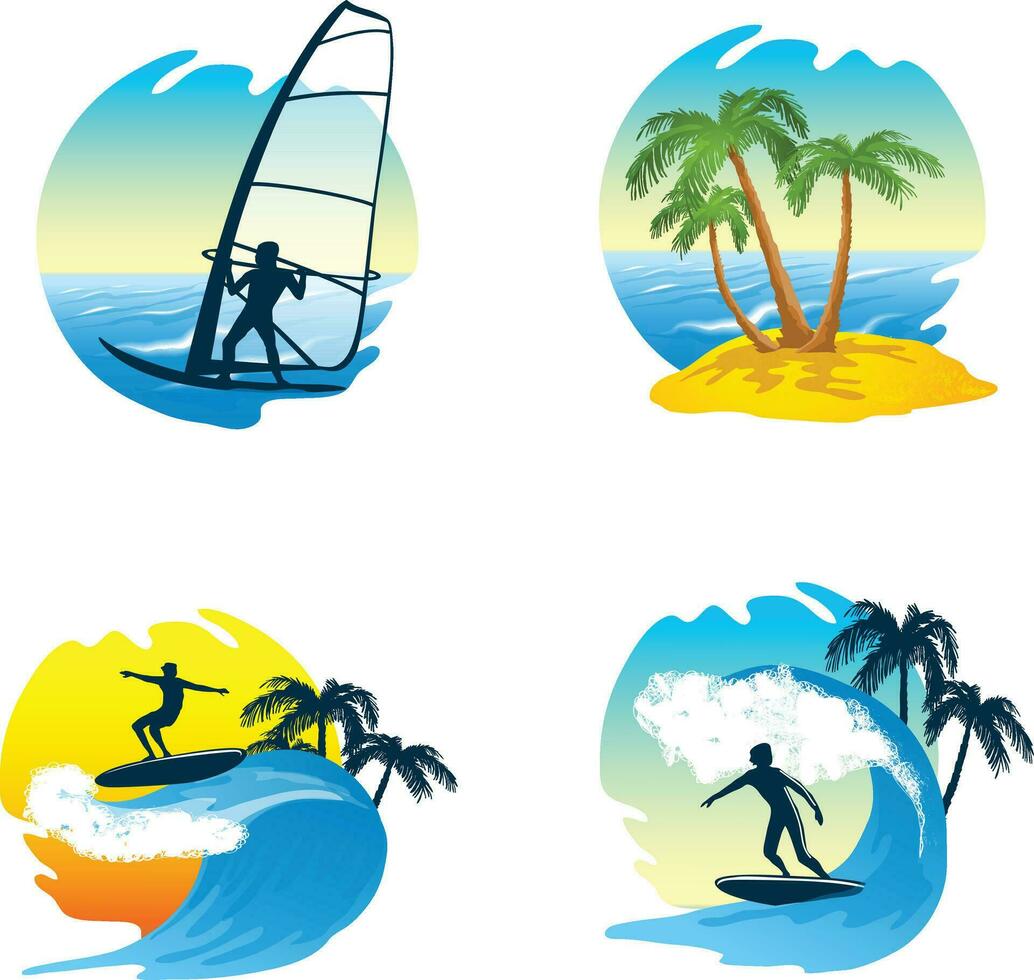 Vector beach logo template design
