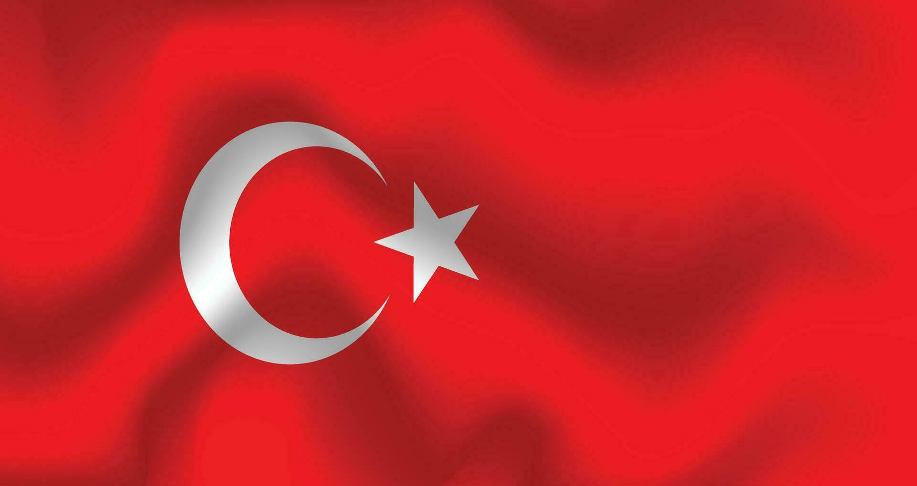 Flat Illustration of Turkey flag. Turkey flag design. Turkey wave flag. vector