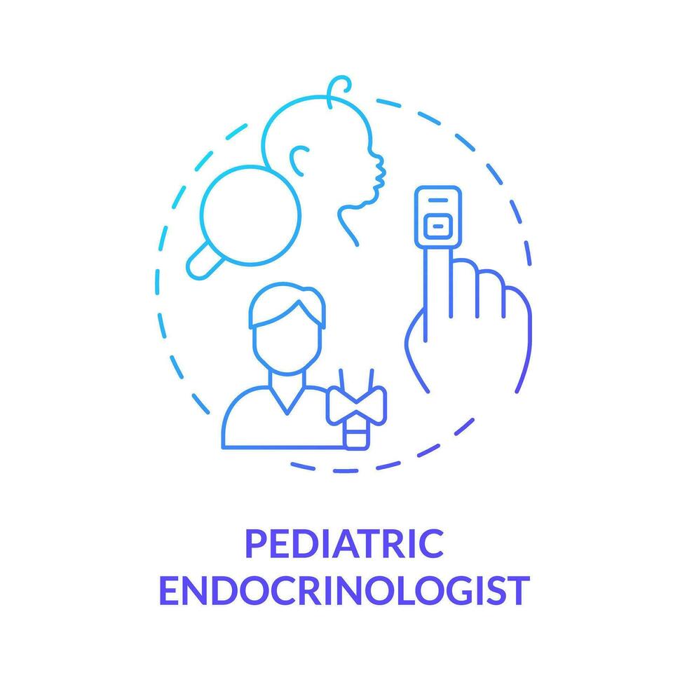 Pediatric endocrinologist blue gradient concept icon. Endocrine system. Hormonal imbalance. Children doctor. Medical center abstract idea thin line illustration. Isolated outline drawing vector