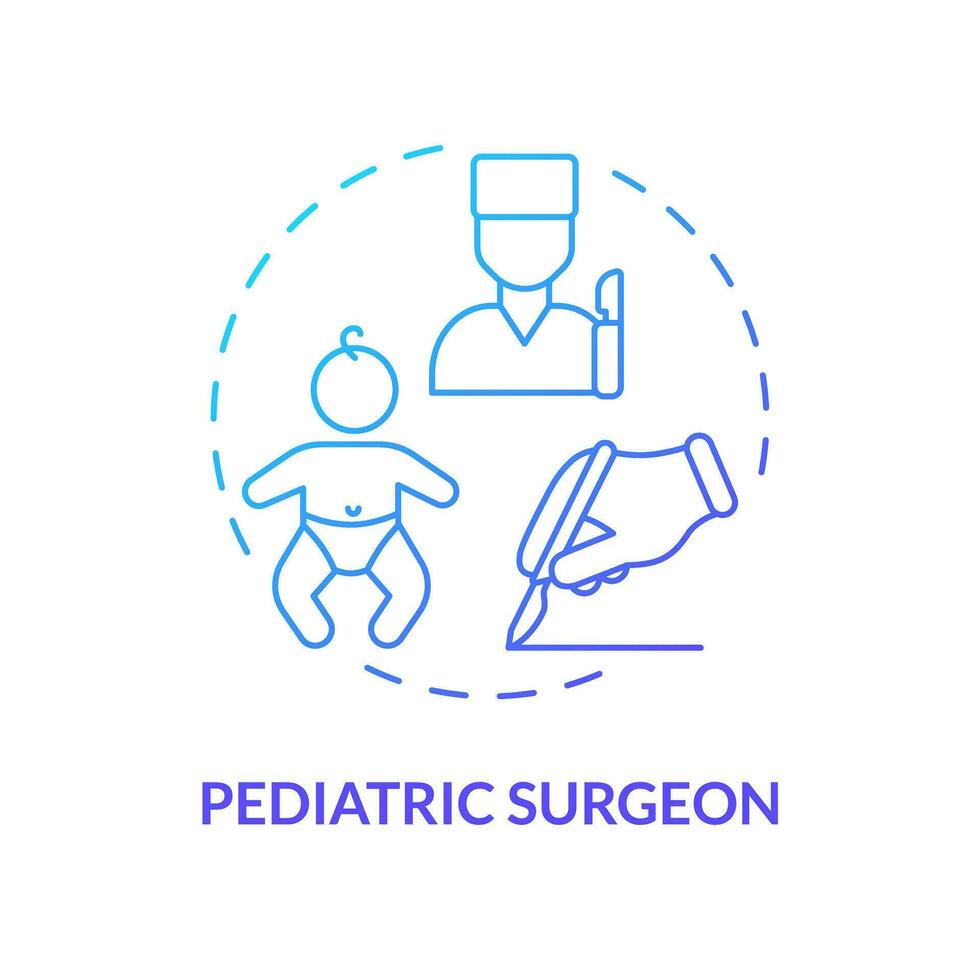 pediátrico cirujano azul degradado concepto icono. quirúrgico procedimiento. operando habitación. niño paciente. niños cirugía. médico médico resumen idea Delgado línea ilustración. aislado contorno dibujo vector