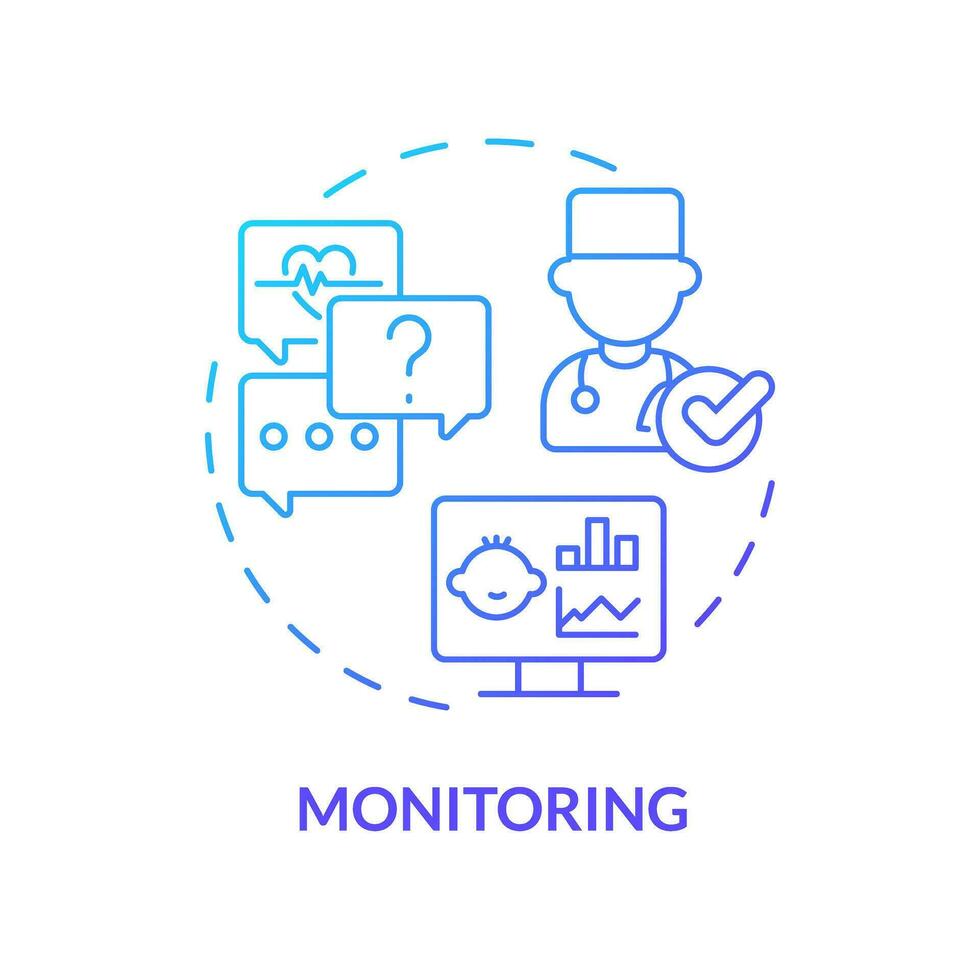 Monitoring blue gradient concept icon. Follow up. Health condition. Child disease. Medical consultant. Childcare center abstract idea thin line illustration. Isolated outline drawing vector