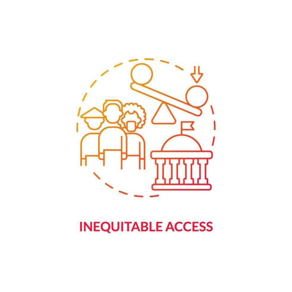 Gradient inequitable access icon concept, isolated vector, lobbying government thin line illustration. vector