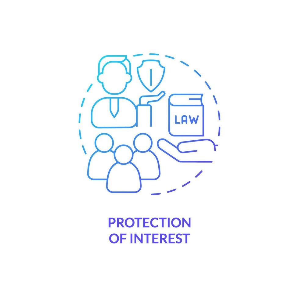 Gradient protection of interest icon concept, isolated vector, lobbying government thin line illustration. vector