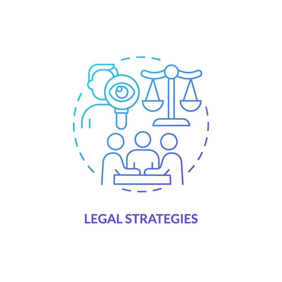 Gradient legal strategies icon concept, isolated vector, lobbying government thin line illustration. vector