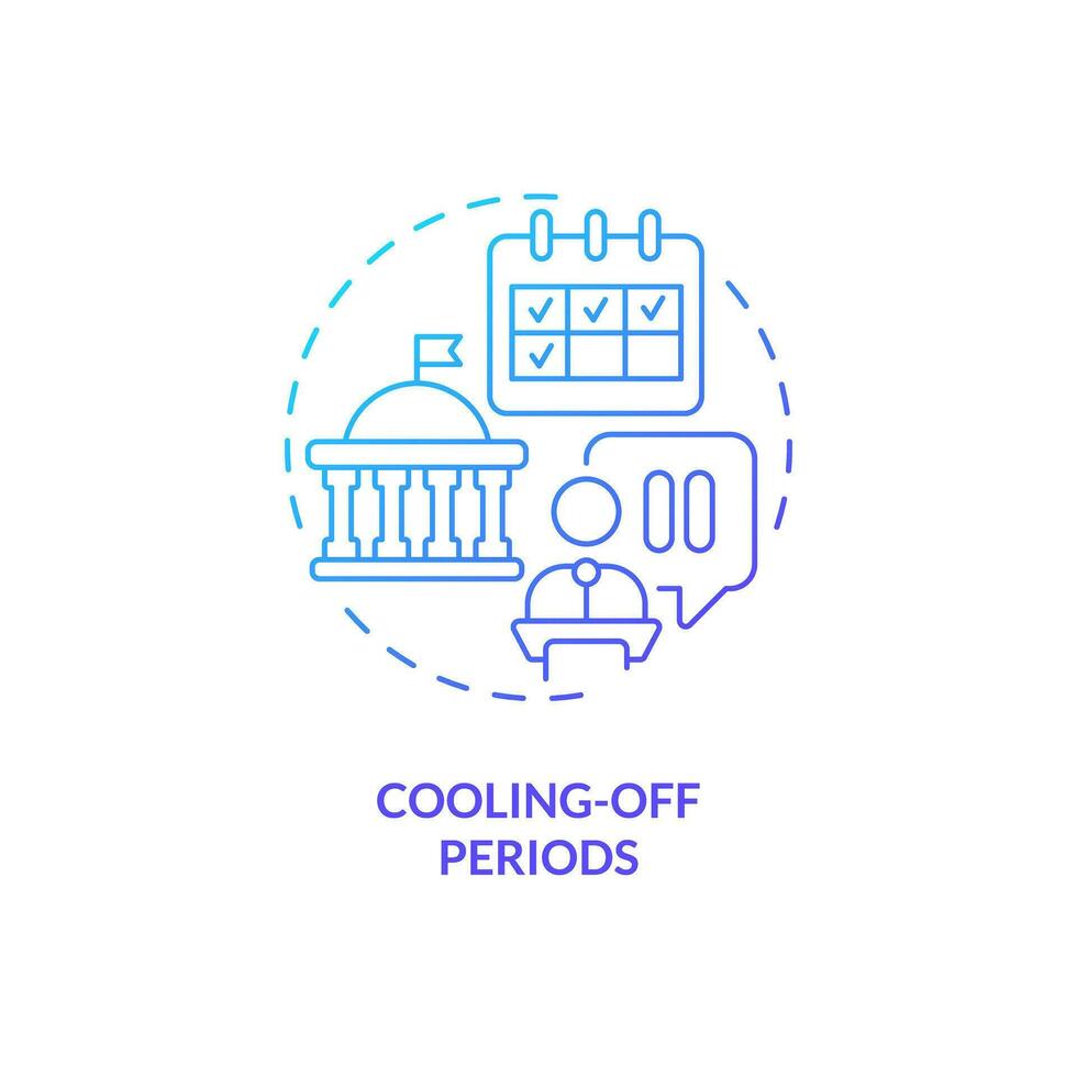 Gradient cooling off periods icon concept, isolated vector, lobbying government thin line illustration. vector