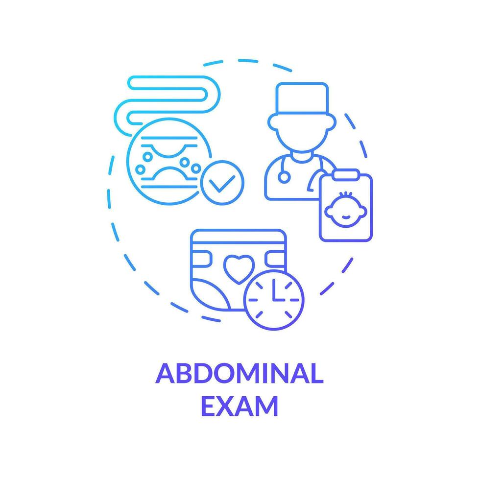 Abdominal exam blue gradient concept icon. Baby belly. Medical diagnosis. Doctor appointment. Newborn healthcare. Infant care abstract idea thin line illustration. Isolated outline drawing vector