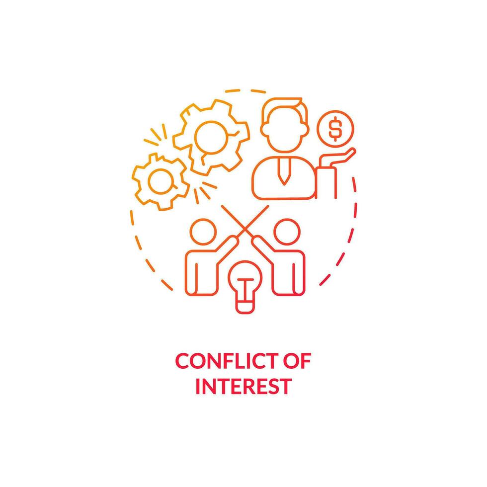 Gradient conflict of interest icon concept, isolated vector, lobbying government thin line illustration. vector