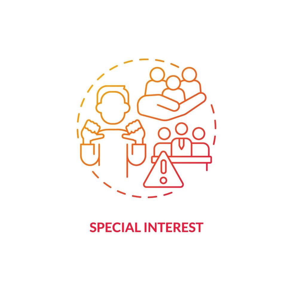 Gradient special interest icon concept, isolated vector, lobbying government thin line illustration. vector