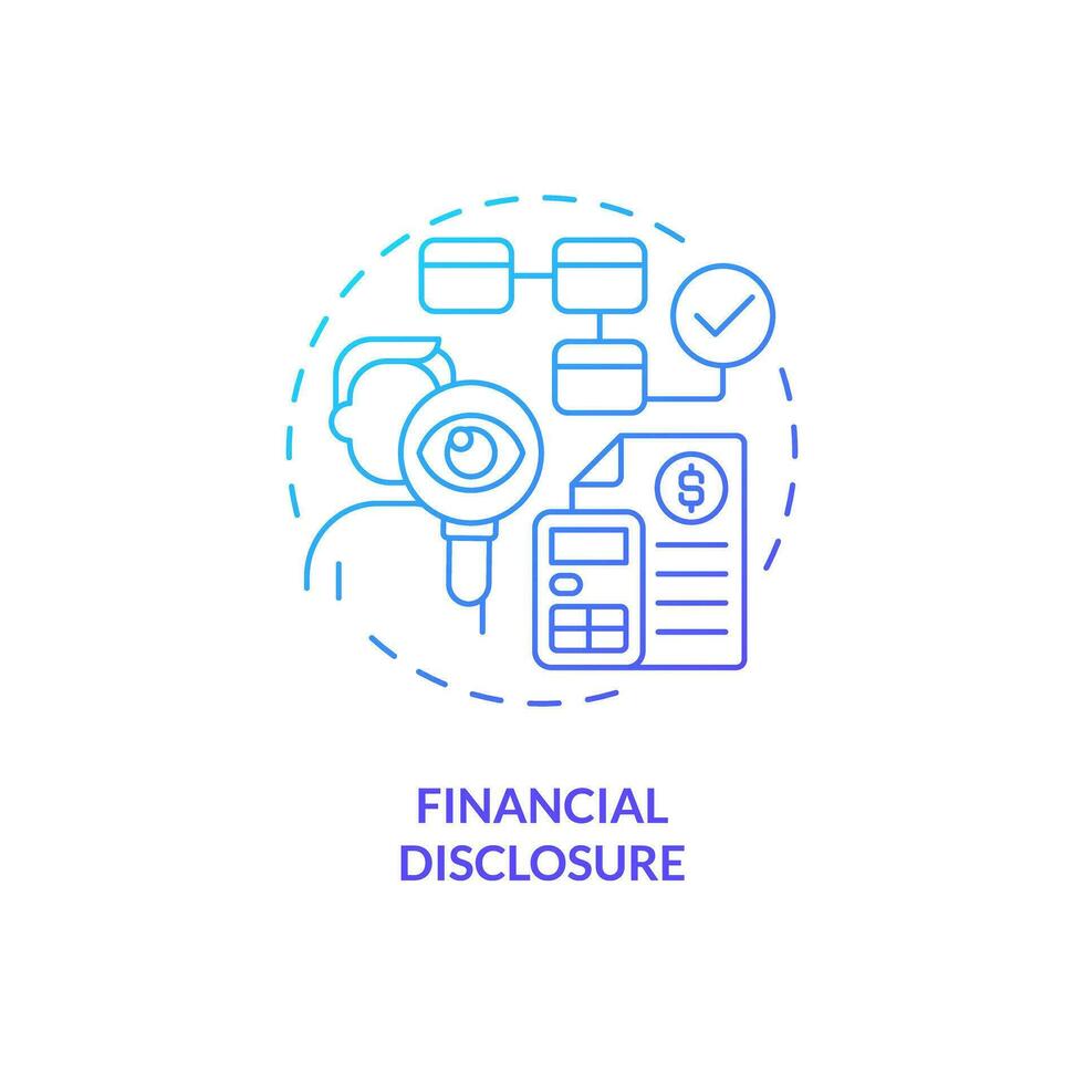 Gradient financial disclosure icon concept, isolated vector, lobbying government thin line illustration. vector