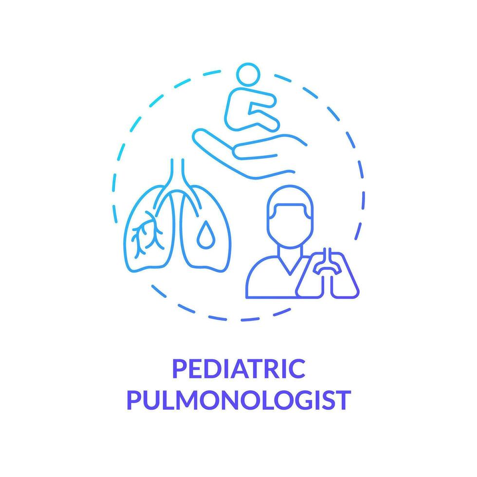 Pediatric pulmonologist blue gradient concept icon. Respiratory system. Lung doctor. Breathing problem. Children hospital abstract idea thin line illustration. Isolated outline drawing vector