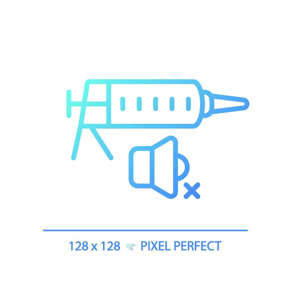 2D pixel perfect gradient soundproof sealant gradient icon, isolated vector, soundproofing blue thin line illustration. vector