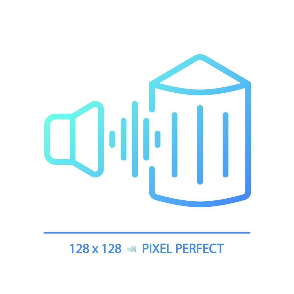 2D pixel perfect gradient soundproofing layer gradient icon, isolated vector, soundproofing blue thin line illustration. vector