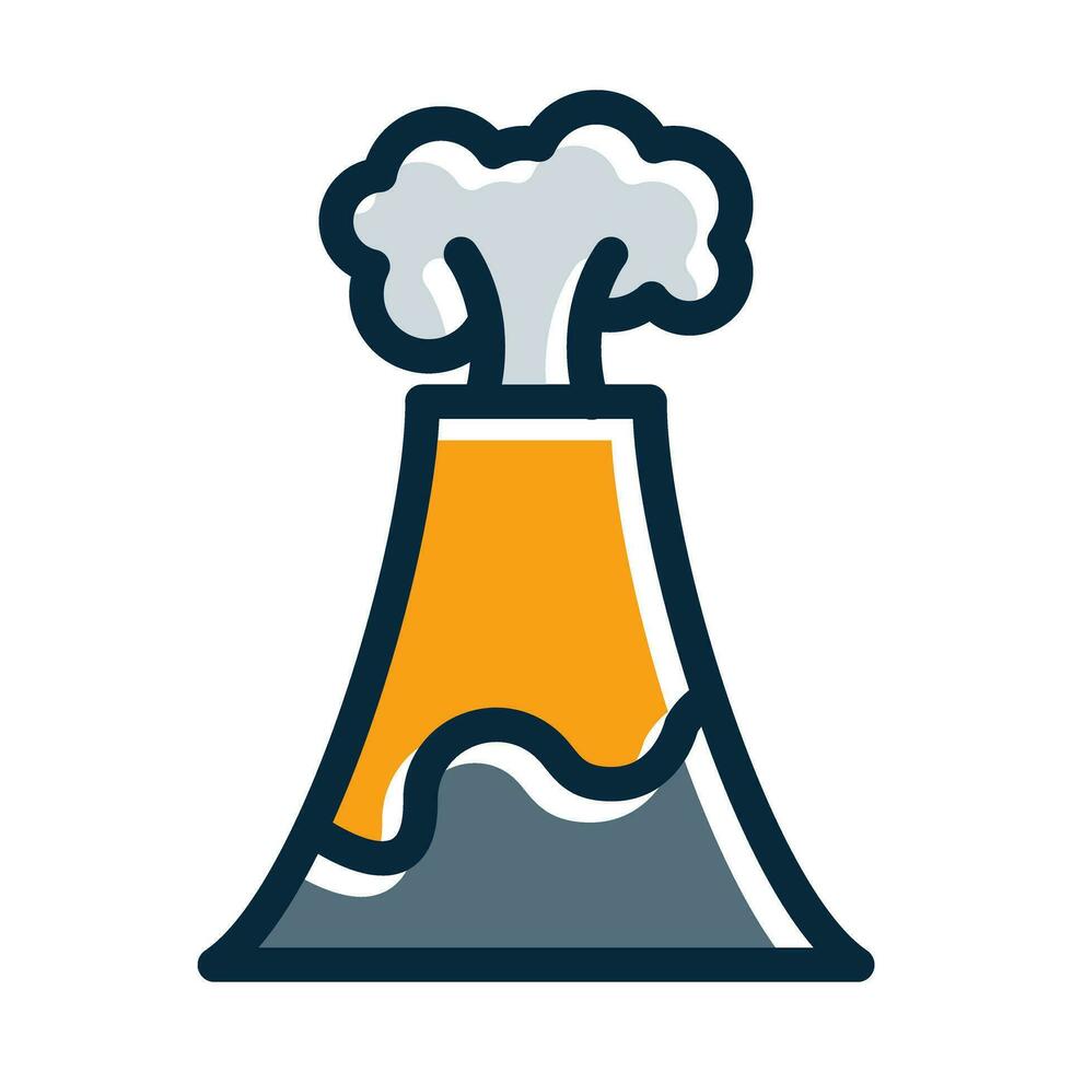 Volcano Vector Thick Line Filled Dark Colors Icons For Personal And Commercial Use.