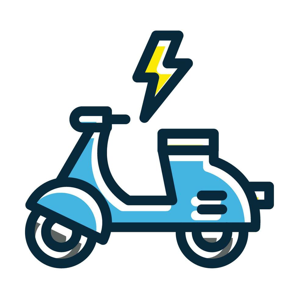Electric Scooter Vector Thick Line Filled Dark Colors Icons For Personal And Commercial Use.