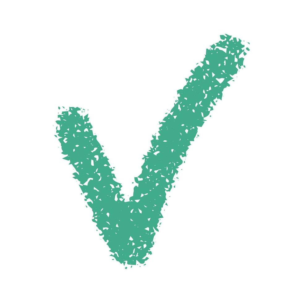 Cute doodle element isolated on white background. Textured green check mark, hand drawn approval sign, confirmation. vector